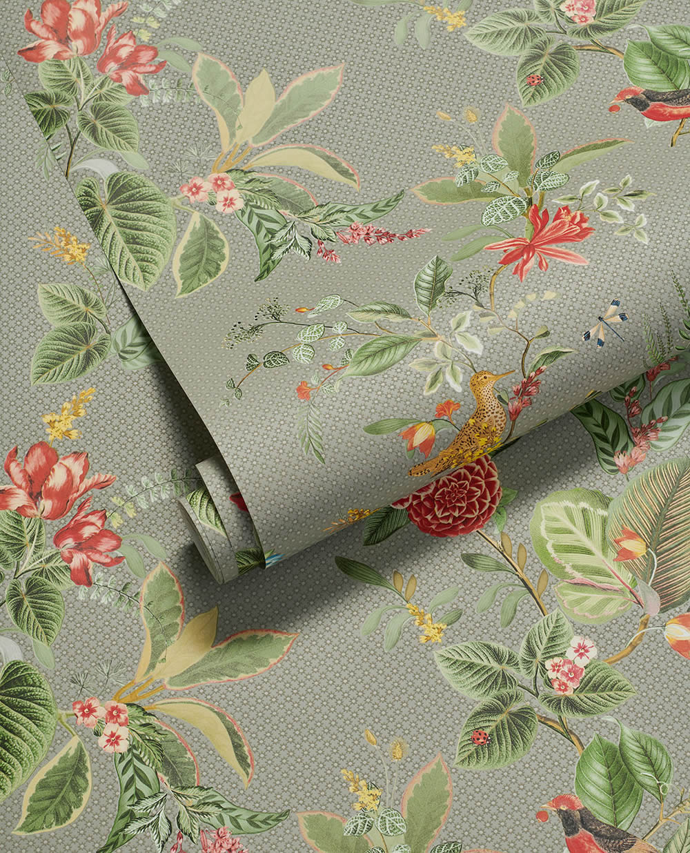 Wallpaper non-woven light gray flower pattern Pip Studio 5 300113-55-300113