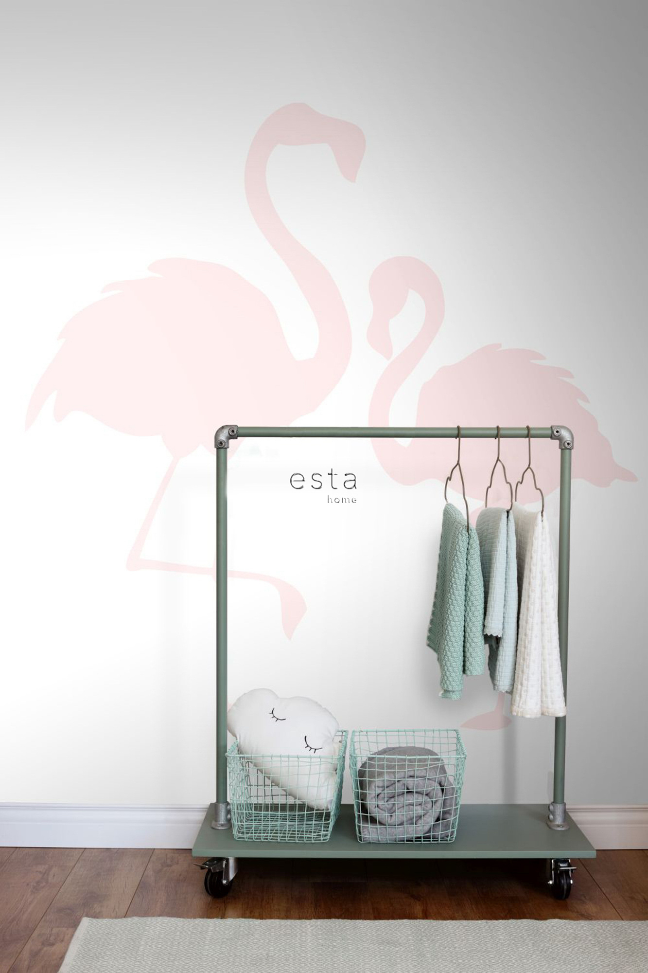 Wandbild Flamingos rosa weiß 186 x 279 cm 158838