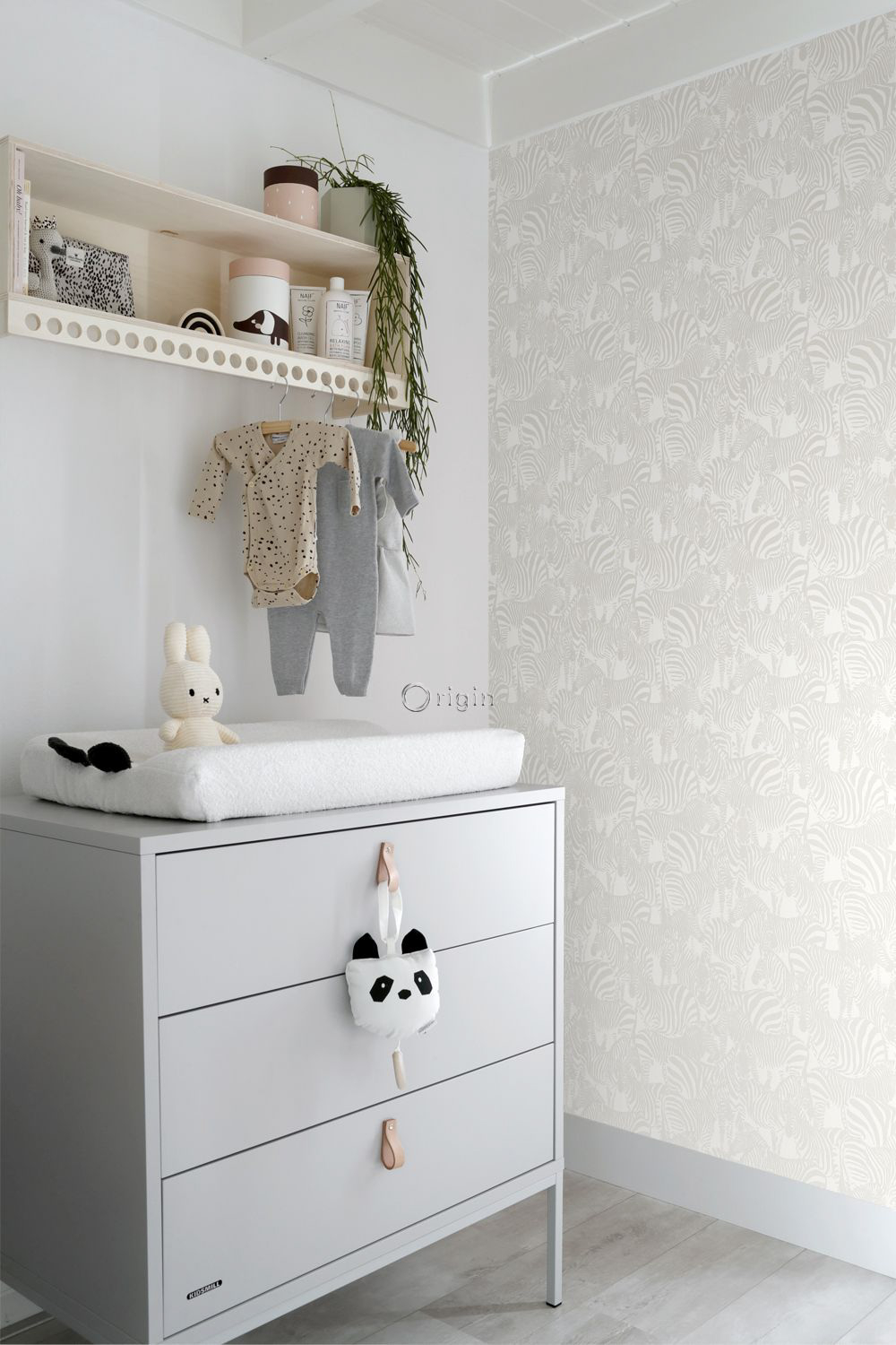 Tapete glänzende Zebras creme weiß Vlies 346836
