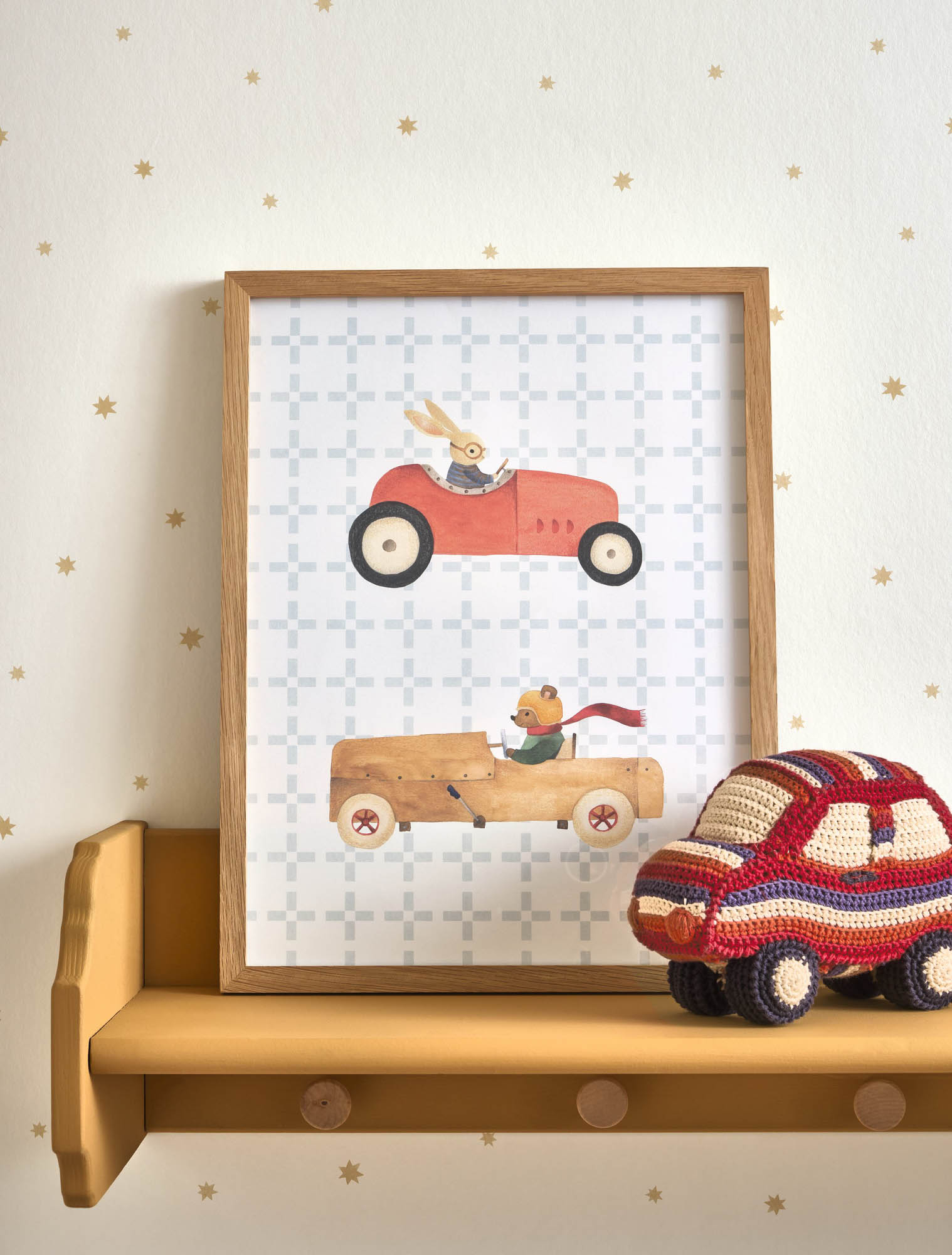 Poster Tiere in vintage Autos weiß OUTT203077702