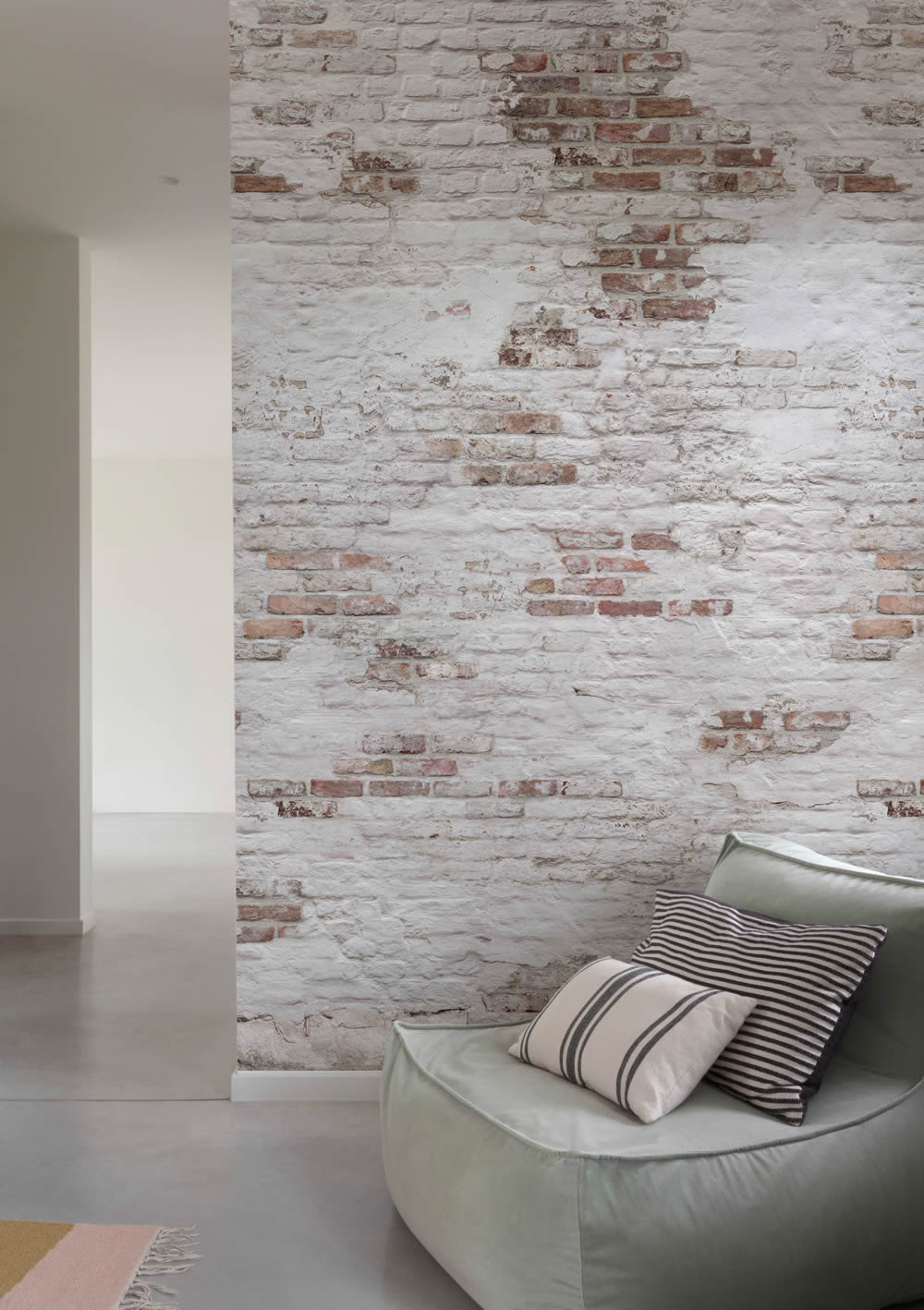 Wandbild 1,59 x 2,80 m Steinwand Ziegelwand grau rot EP6101