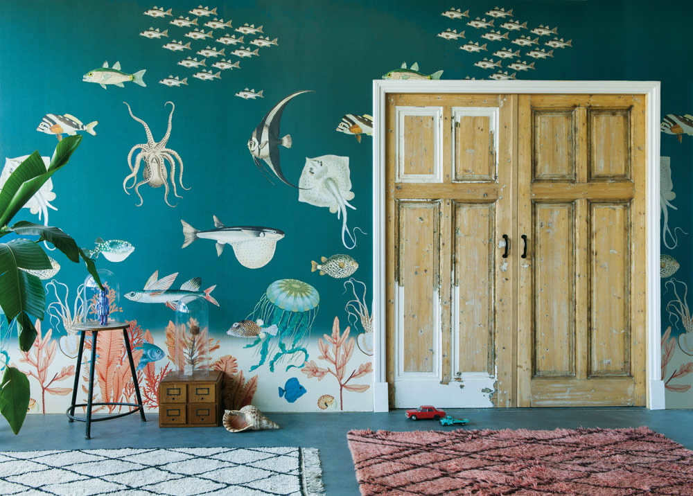 Wandbild Meer Fische Unterwasser Qualle Tintenfisch Dunkelblau 557633
