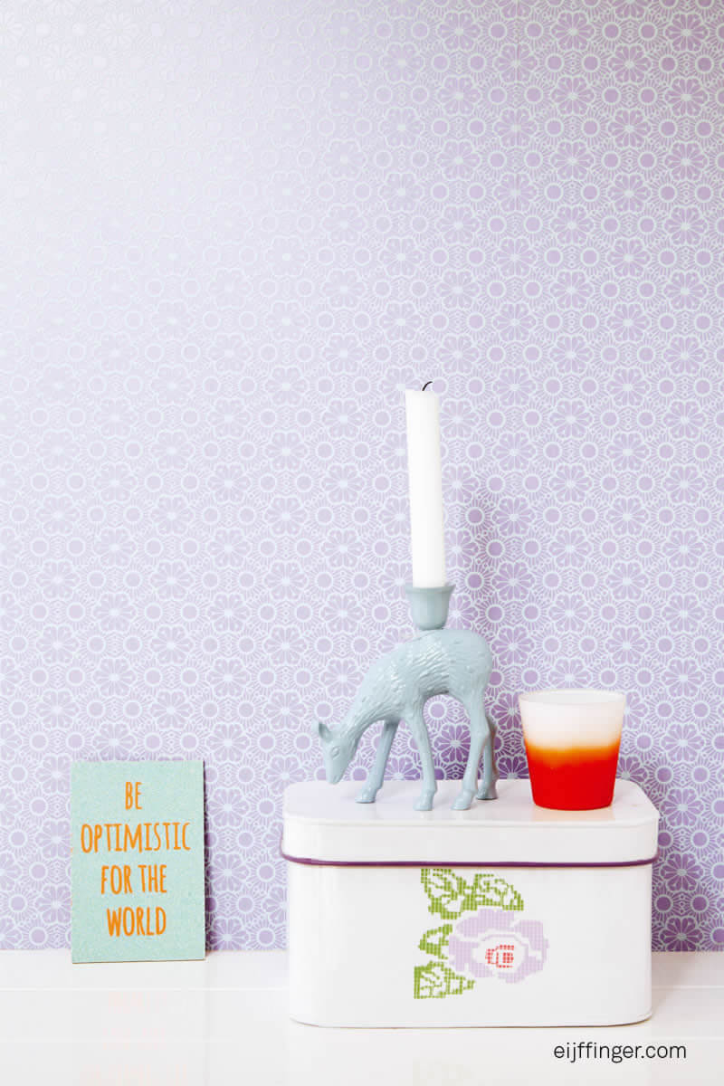 Blumen Vlies Tapete Lila-Blau Glänzend _L1