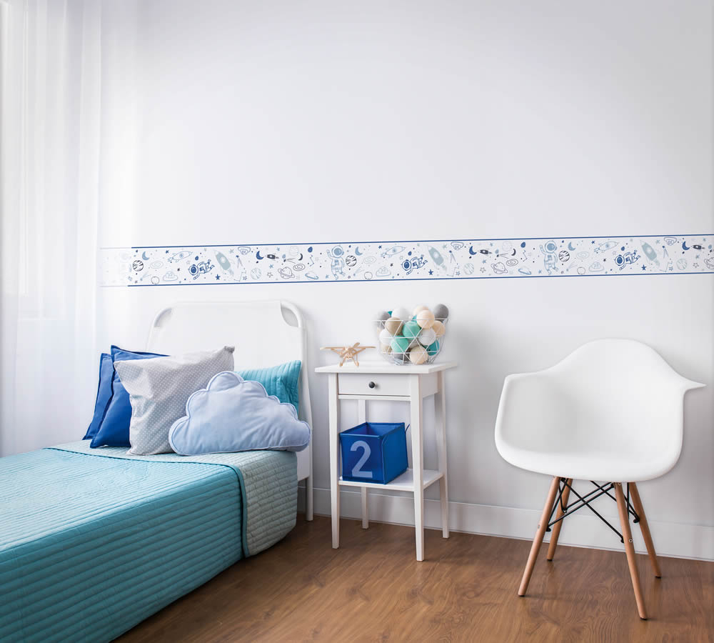 Sterne Weltall Astronaut Mond Borte weiß und blau Kids Walls Marburg 45849