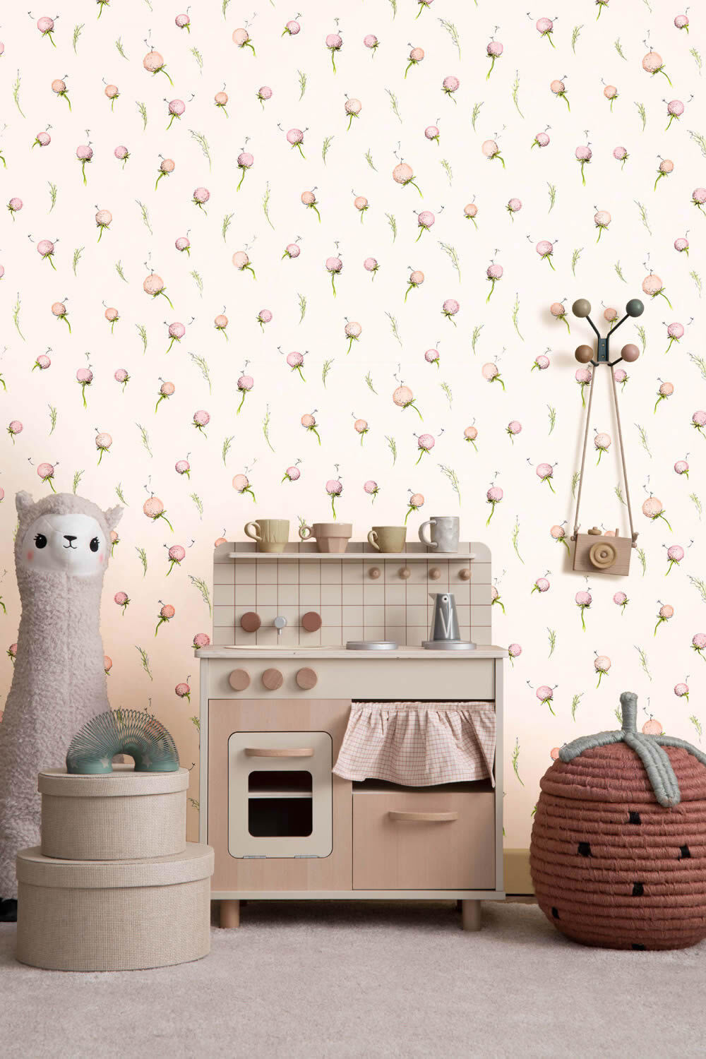 Flowers Dandelion Non-woven Wallpaper Hohenberger apricot pink 27563-HTM