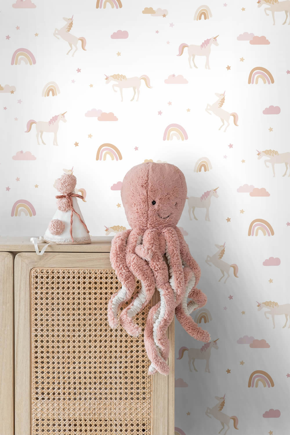 Tapete Einhörner Regenbogen Sterne pastellfarben 139581