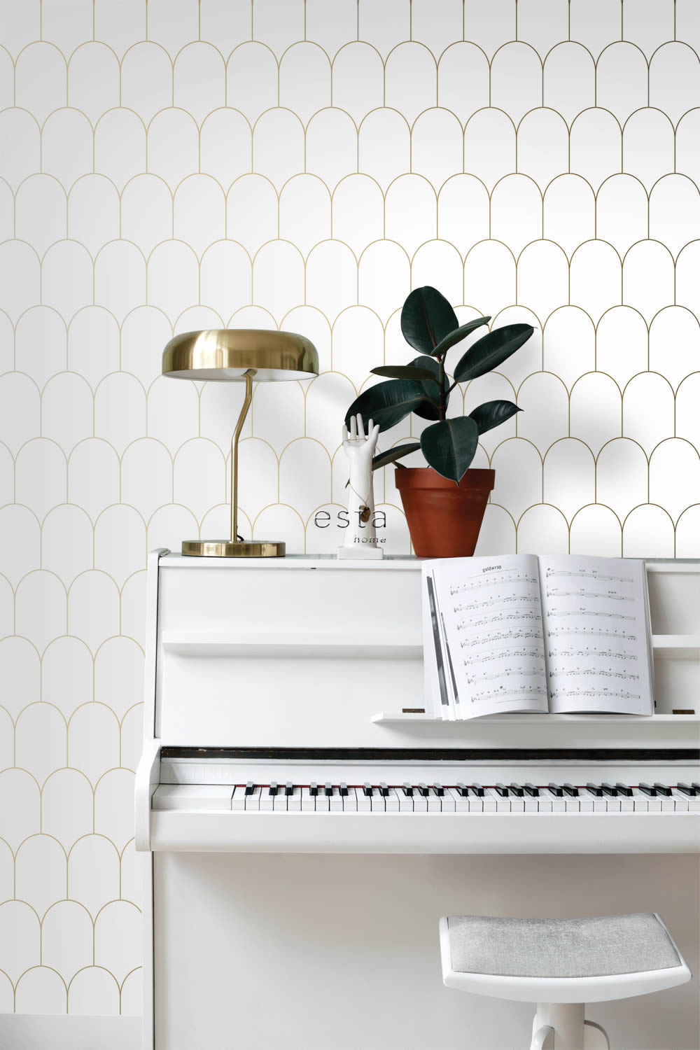 Tapete Art Deco geometrische Bögen weiß Vlies 139139