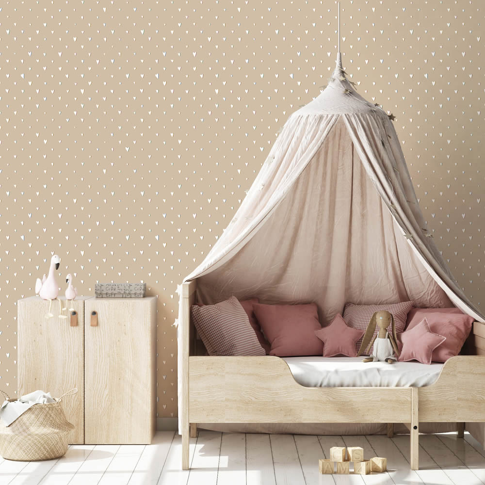 Herzen Boho Look PVC-frei Vliestapete beige Great Kids Hohenberger 26820