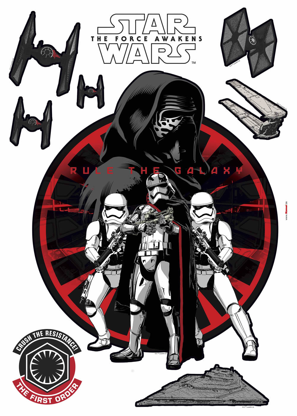 Wandsticker selbstklebend Star Wars Storm Trooper Darth Vader First Order