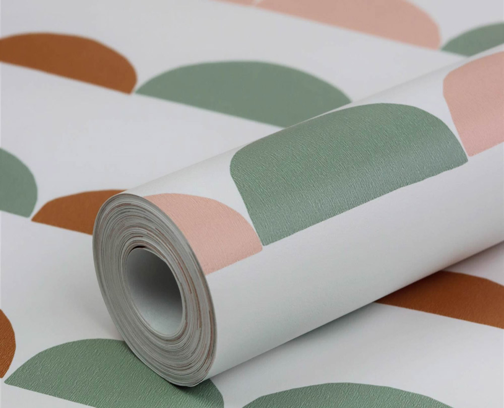 Graphic pattern White and pastel colored non-woven wallpaper Woodland Rasch Textil 139266-23-139266.1M