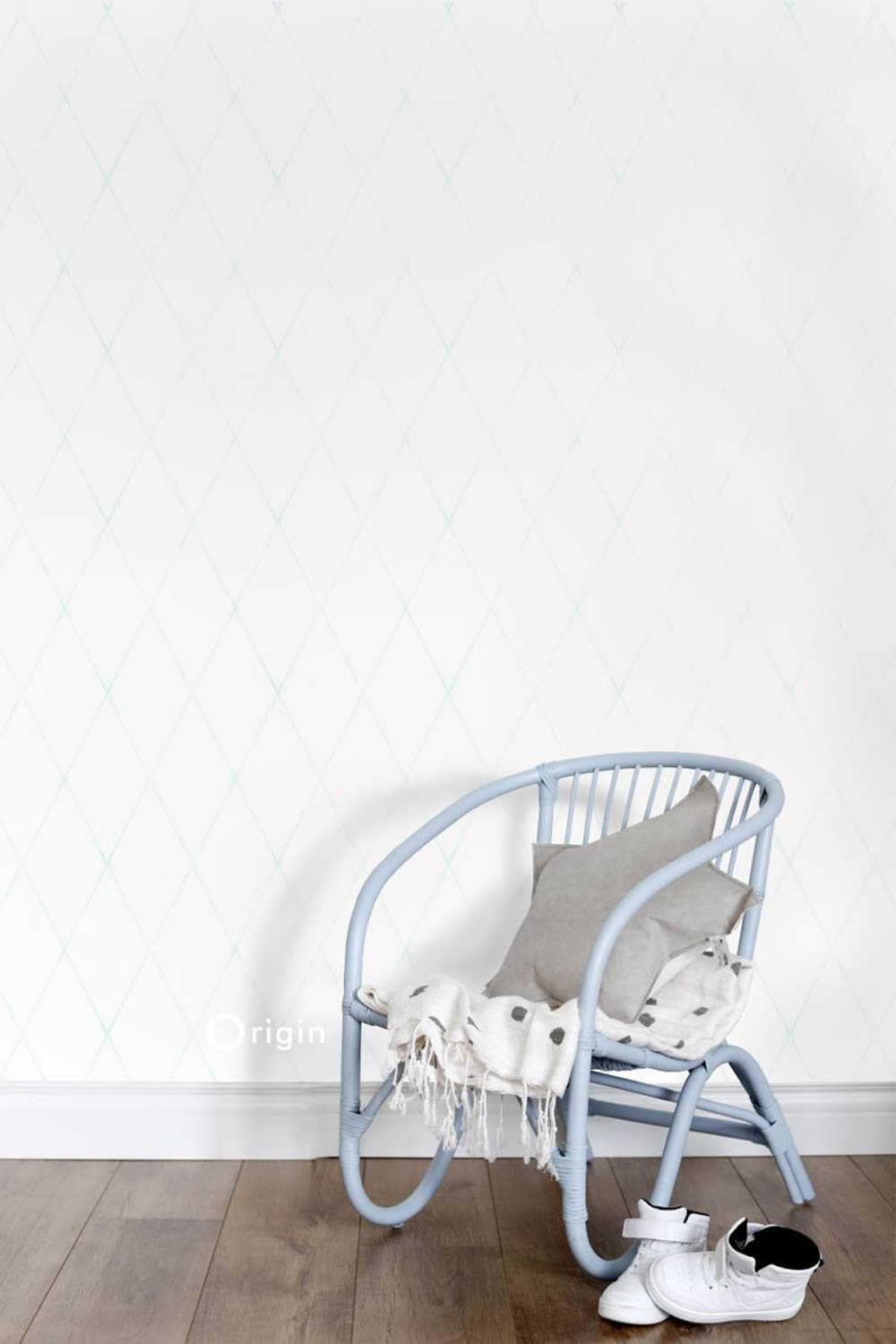 Mint-Grün Vlies Tapete Rauten Kind