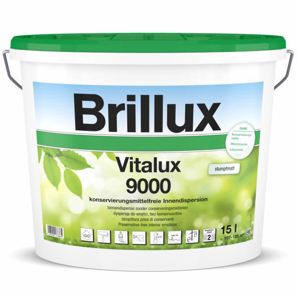 Brillux Vitalux 9000  stumpfmatt 15 ltr. weiß hochwertige konservierungsmittelfreie Innendispersion