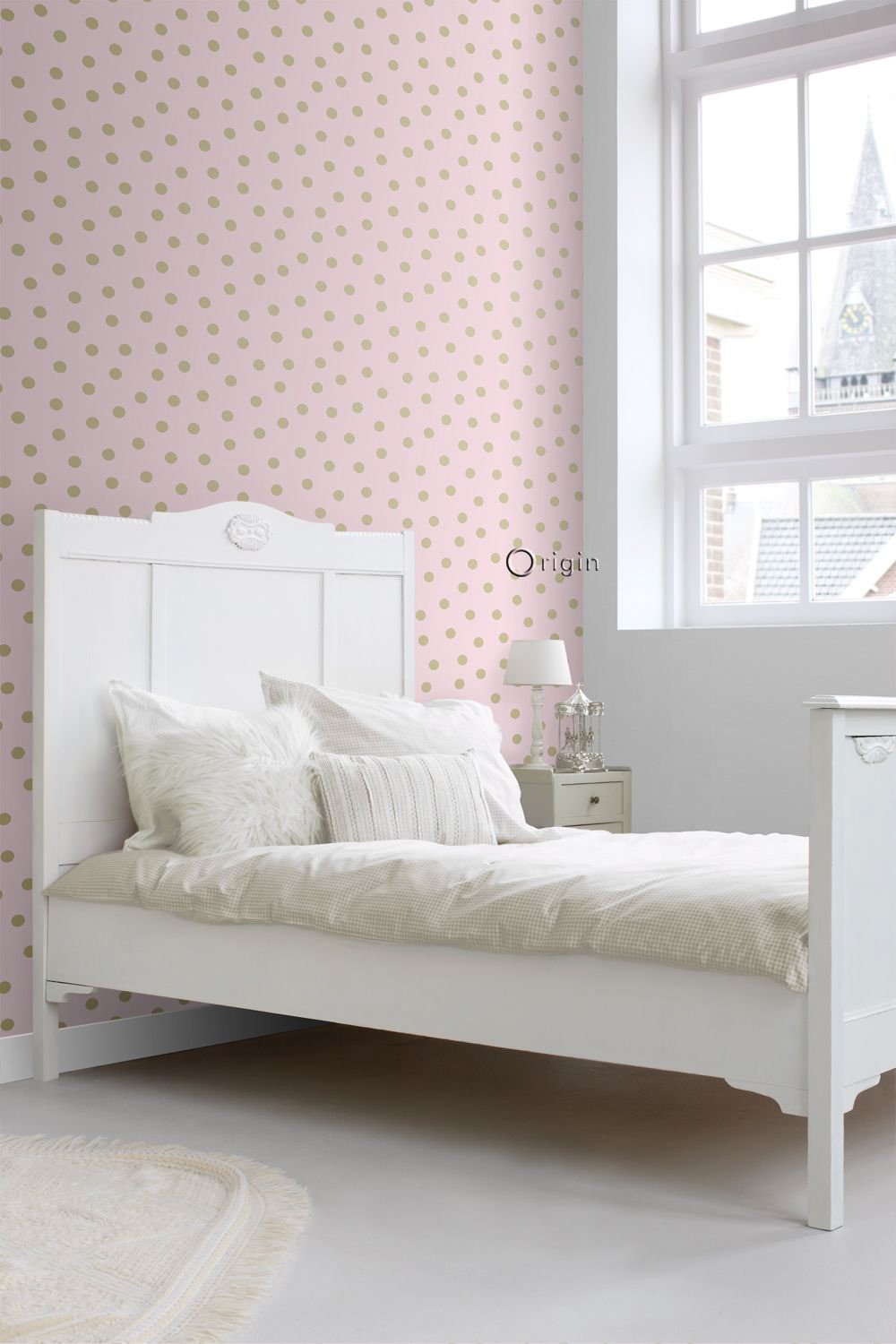 Tapete Vliestapete goldene Punkte rosa modern 347677