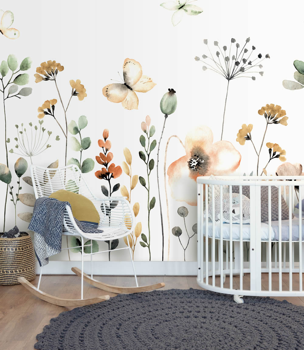 Rosen und Schmetterline Blau Wandbild Bambino XIX Rasch 253276
