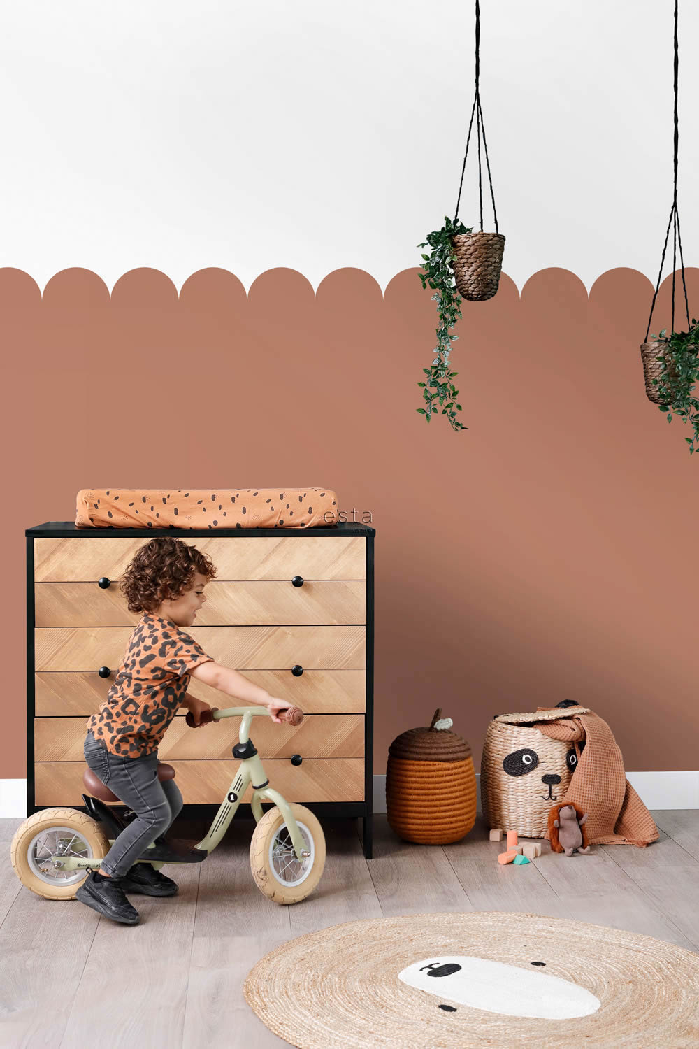 Wandbild 100 x 279 cm Bögen 2 Bahnen terracotta weiß 159235