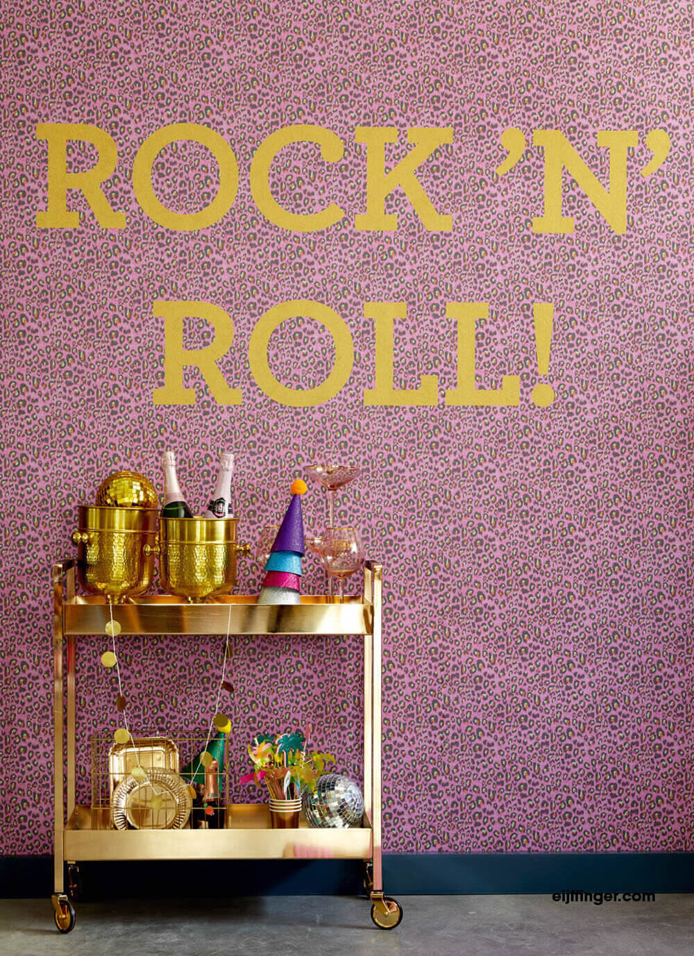 Rock N Roll Wandbild Leomuster Pink-55-383601