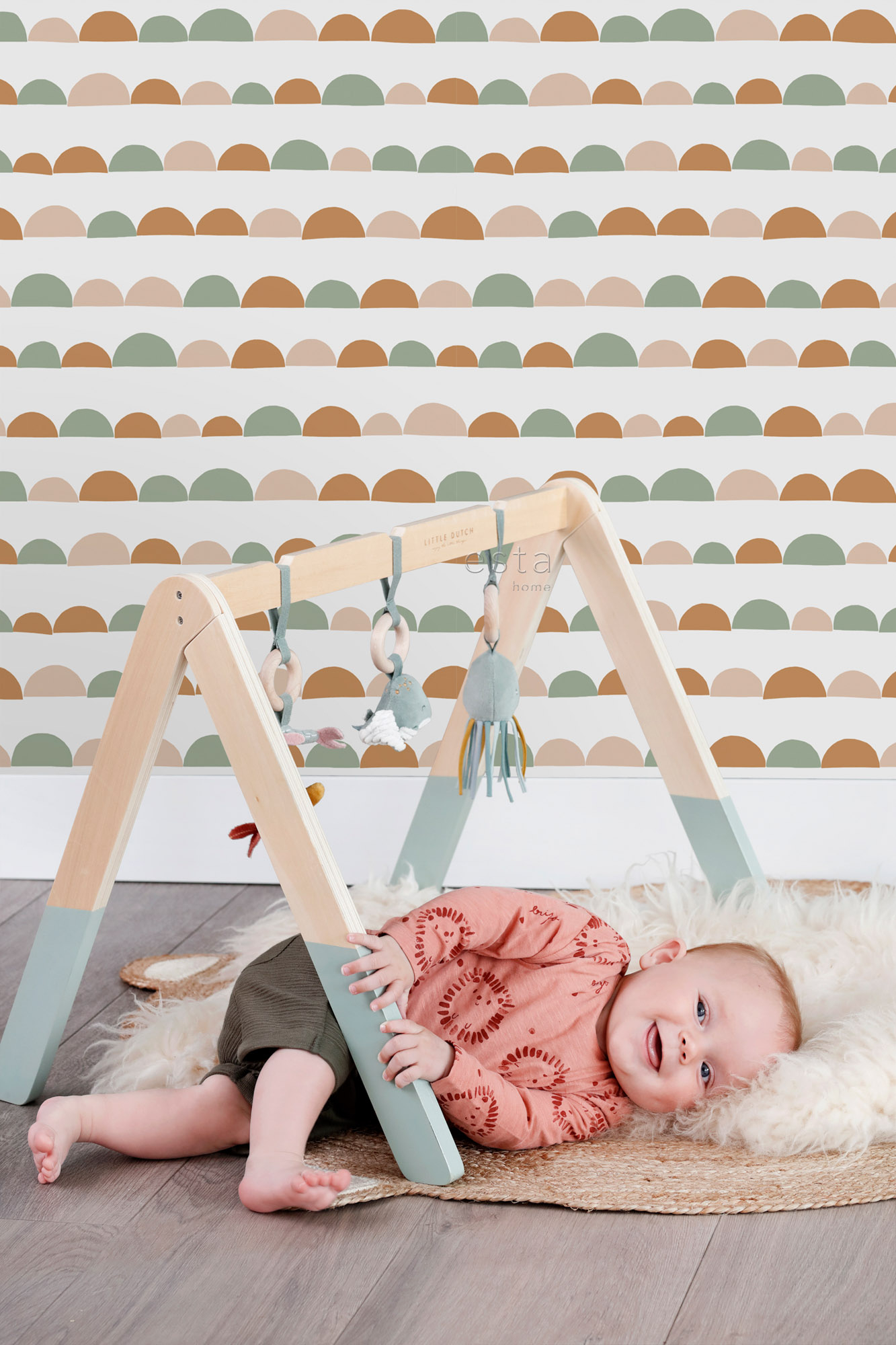 Tapete Halbkreise Scandi Vlies pastellfarben 139267