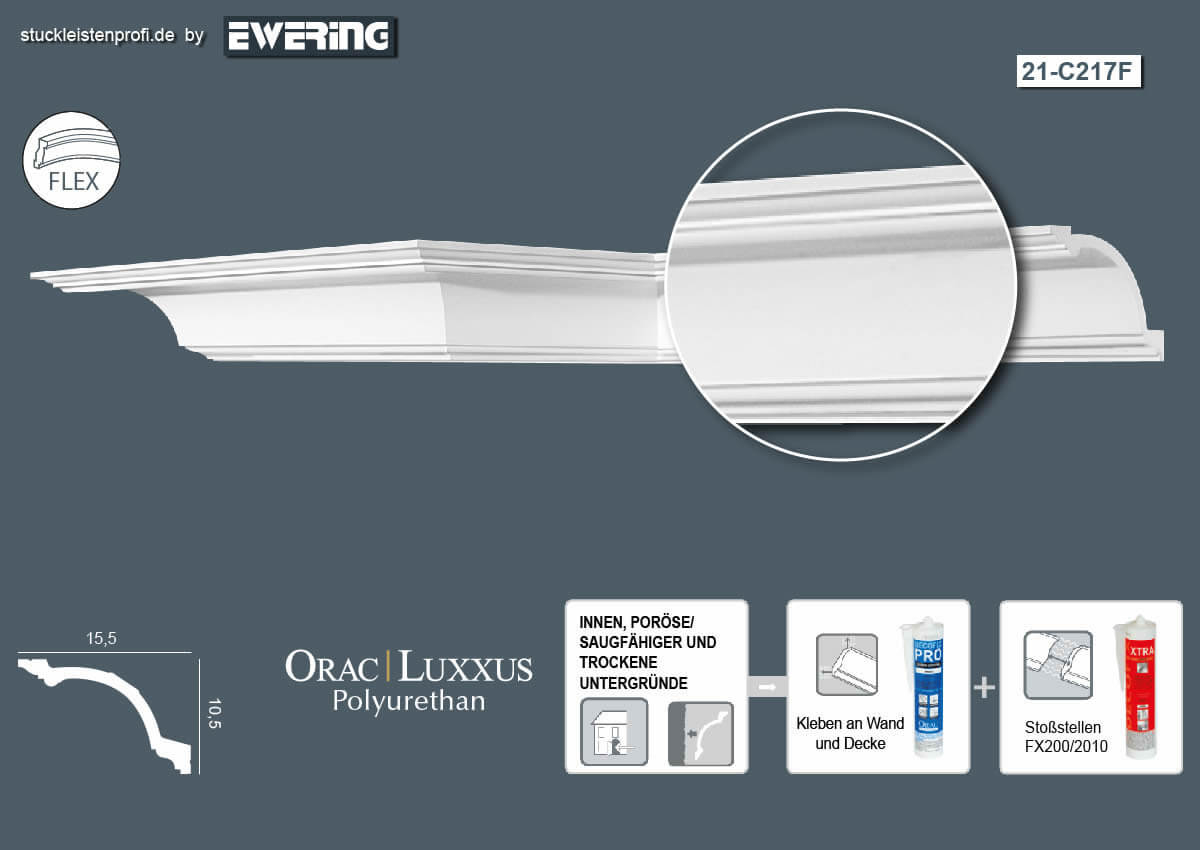 7er Stuckleisten Box C217F Flexible Deckenleiste Orac Decor Stuckleiste-C217F-VE 7er Stuckleisten Box C217F Flexible Deckenleiste Orac Decor Stuckleiste-C217F-VE