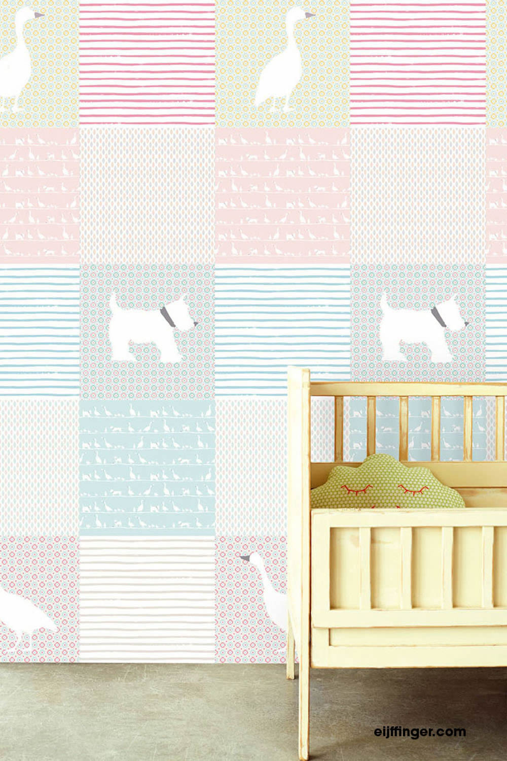 Mural patchwork pink non-woven-55-364176