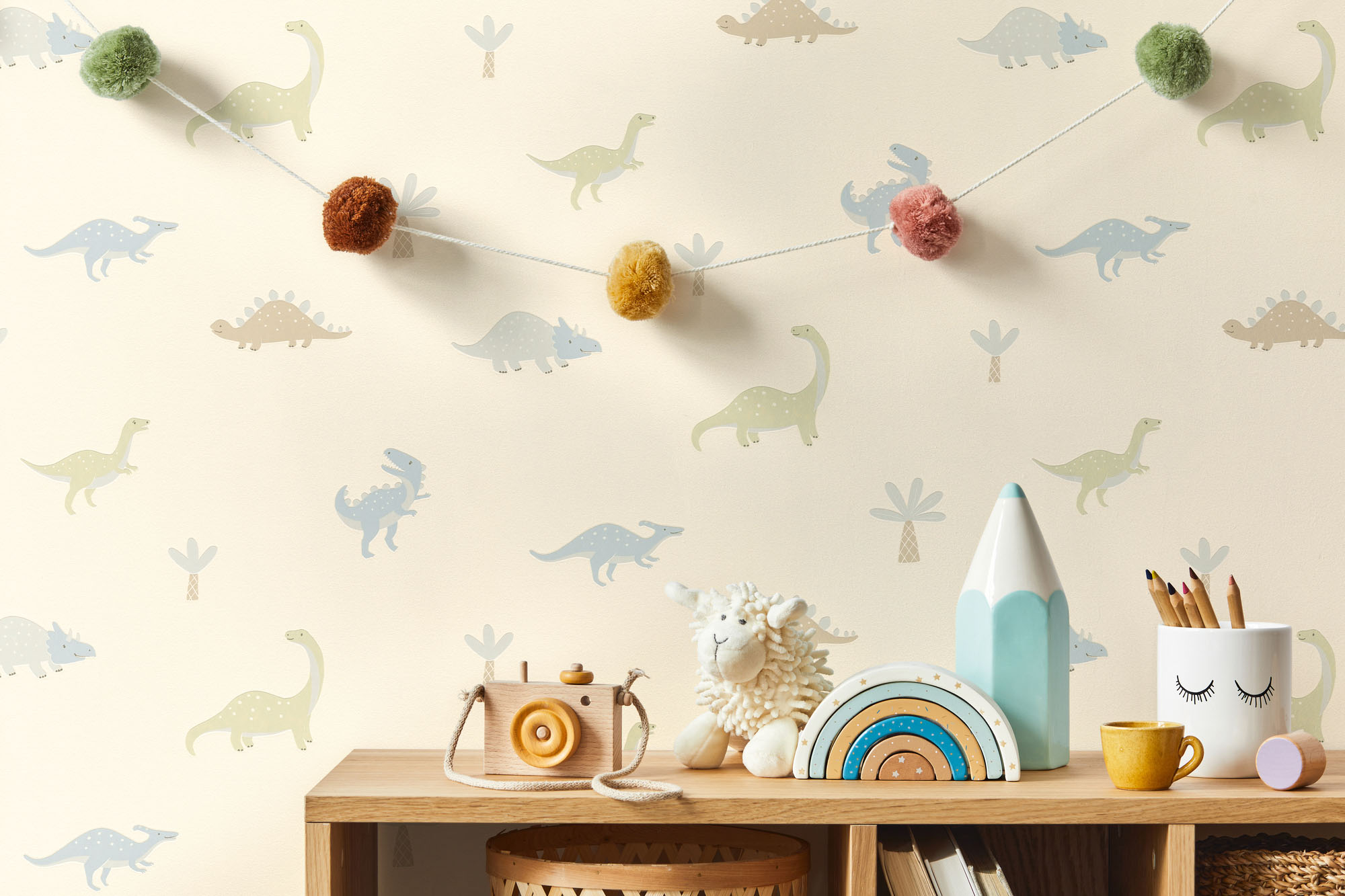 Dinosaurier Tapete Palmen beige 792572
