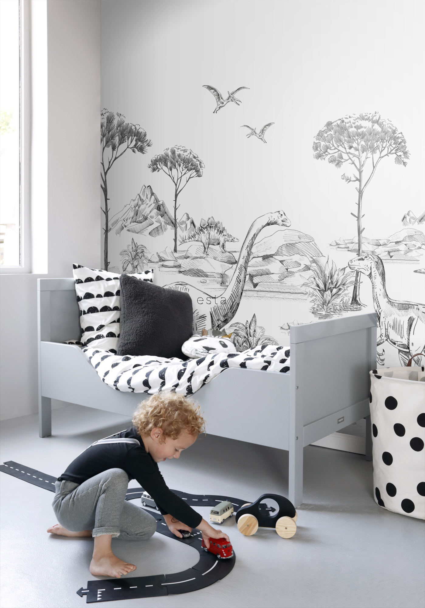 Dino Wandbild schwarz weiß 300 x 279 cm 159063