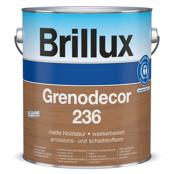 Brillux Grenodecor 236 Holzlasur wasserbasiert matt farblos 3 Ltr. Dose