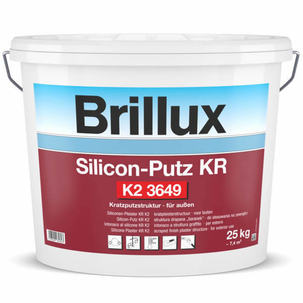 Brillux Silicon-Putz KR K2 3649 Dekorputz in Kratzputzstruktur 25 KG 0095 weiß