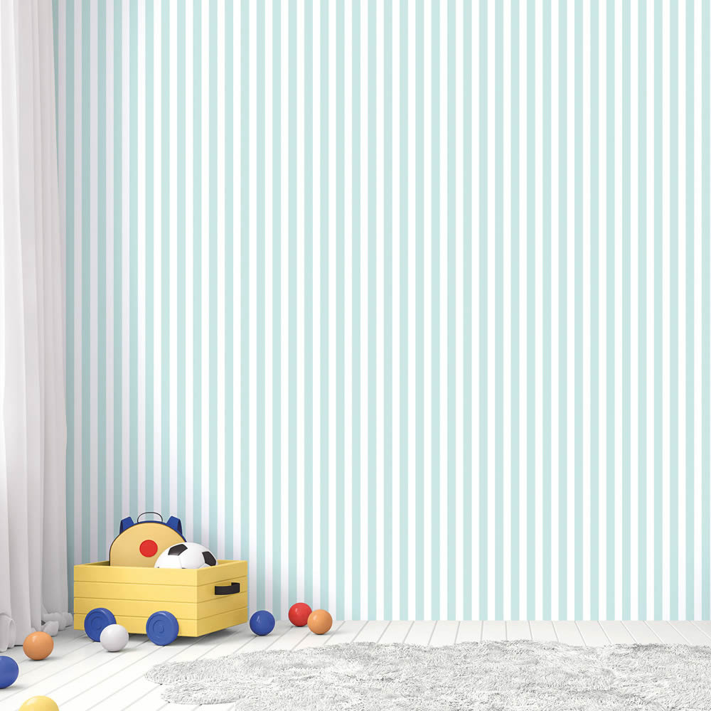 Graphic shape non-woven wallpaper turquoise and white Tiny Tots 2 Essener G78406-28-G78406.1M