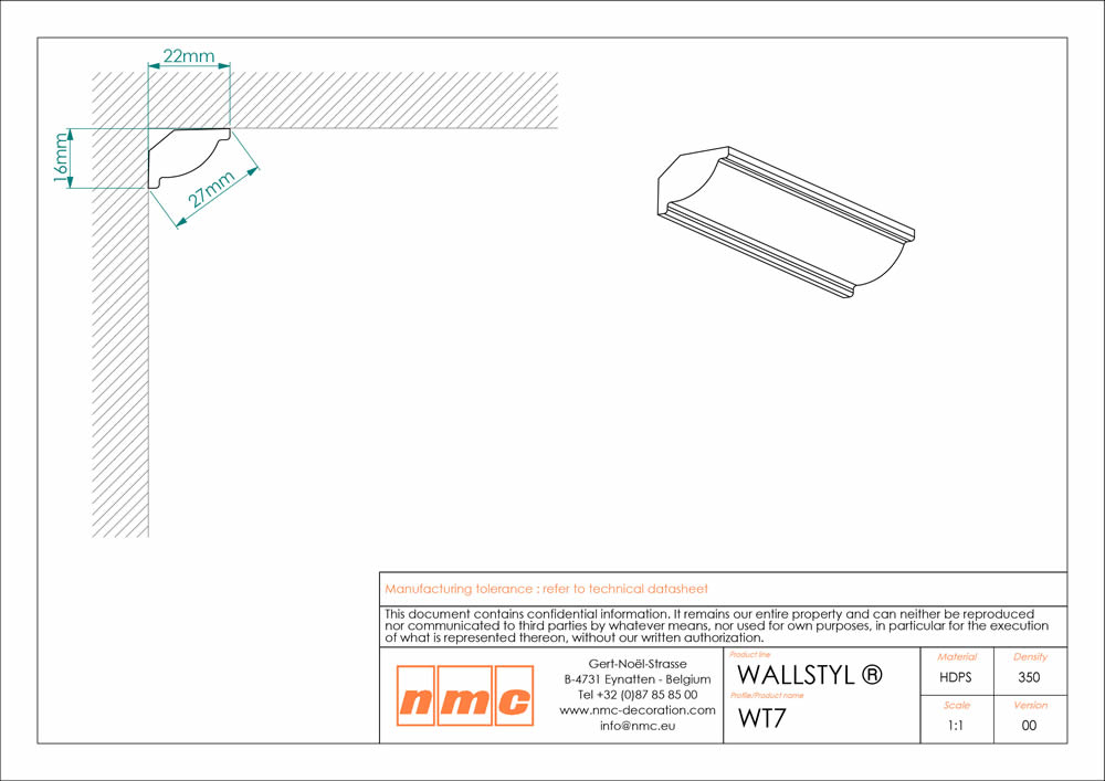 Deckenleiste NMC WT7 _L Noel Marquet Stuckleiste 1 m-x13-WT7