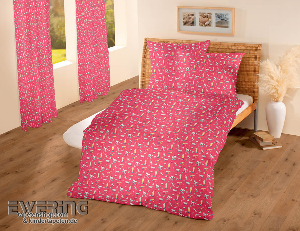 Dekostoff Rot Hunde-Muster