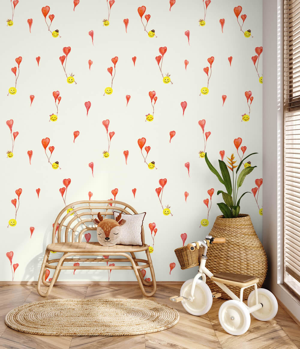 Smiley non-woven wallpaper laughing heart Hohenberger red yellow 27557-HTM