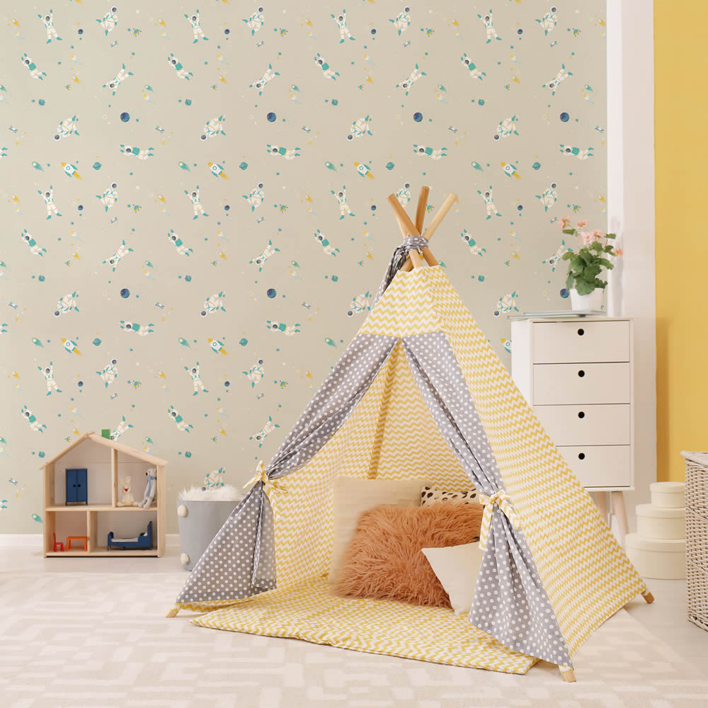 Sterne und Astronauten Beige Vliestapete Great Kids Hohenberger 26831