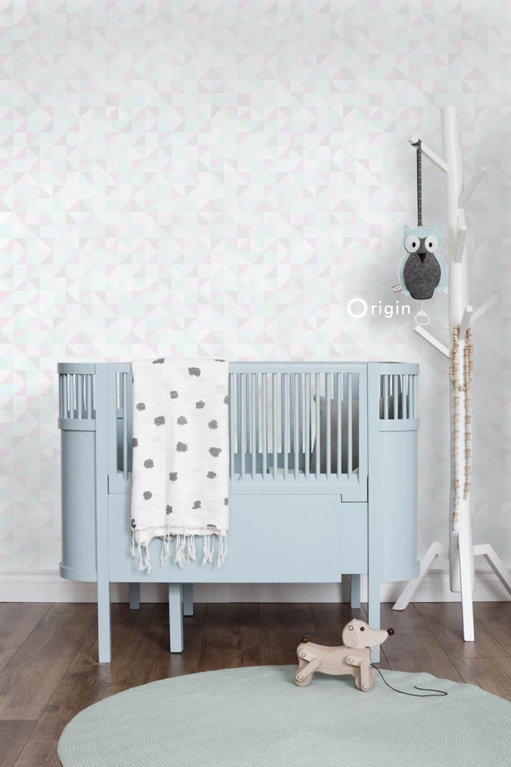 Grün Rosa Blau Dreieck Vliestapete