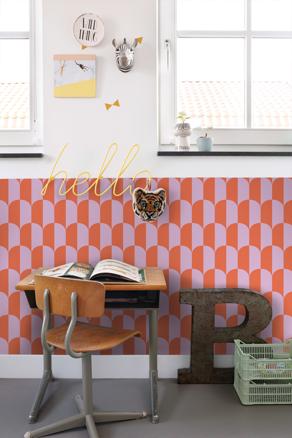 Tapete Art Deco Tapete Bögen lila orange Vlies 139982