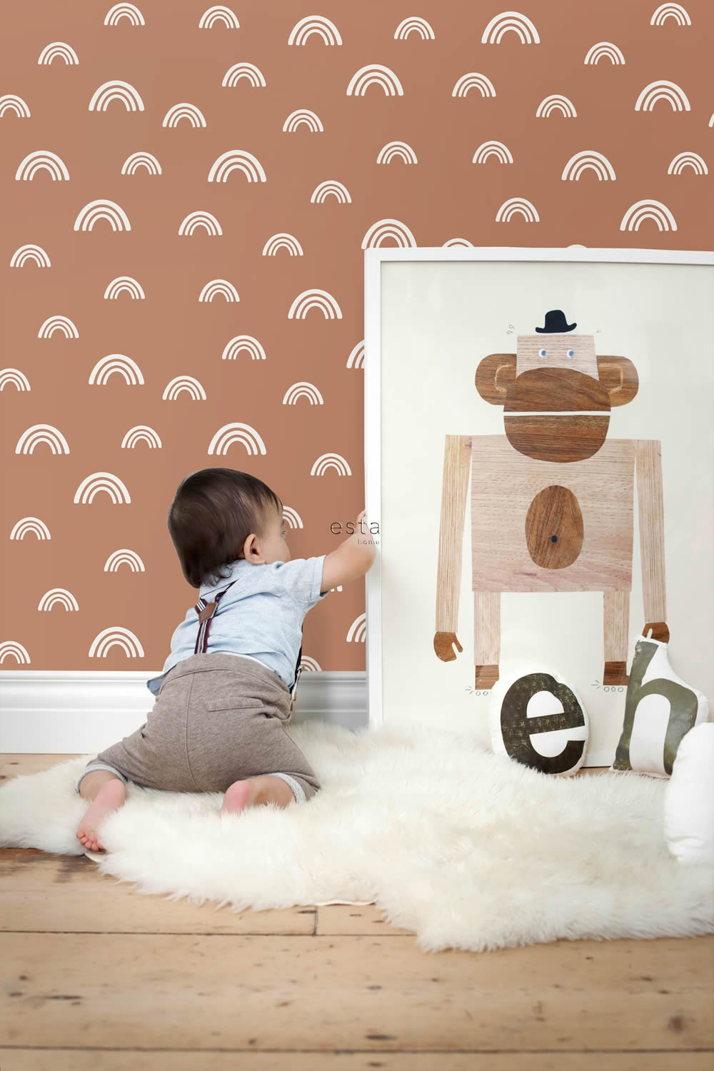 Regenbogen Tapete Boho Scandi Vlies terracotta 139383