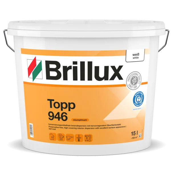 Brillux Topp 946 Innendispersion Farbe objektweiß 15 Ltr.