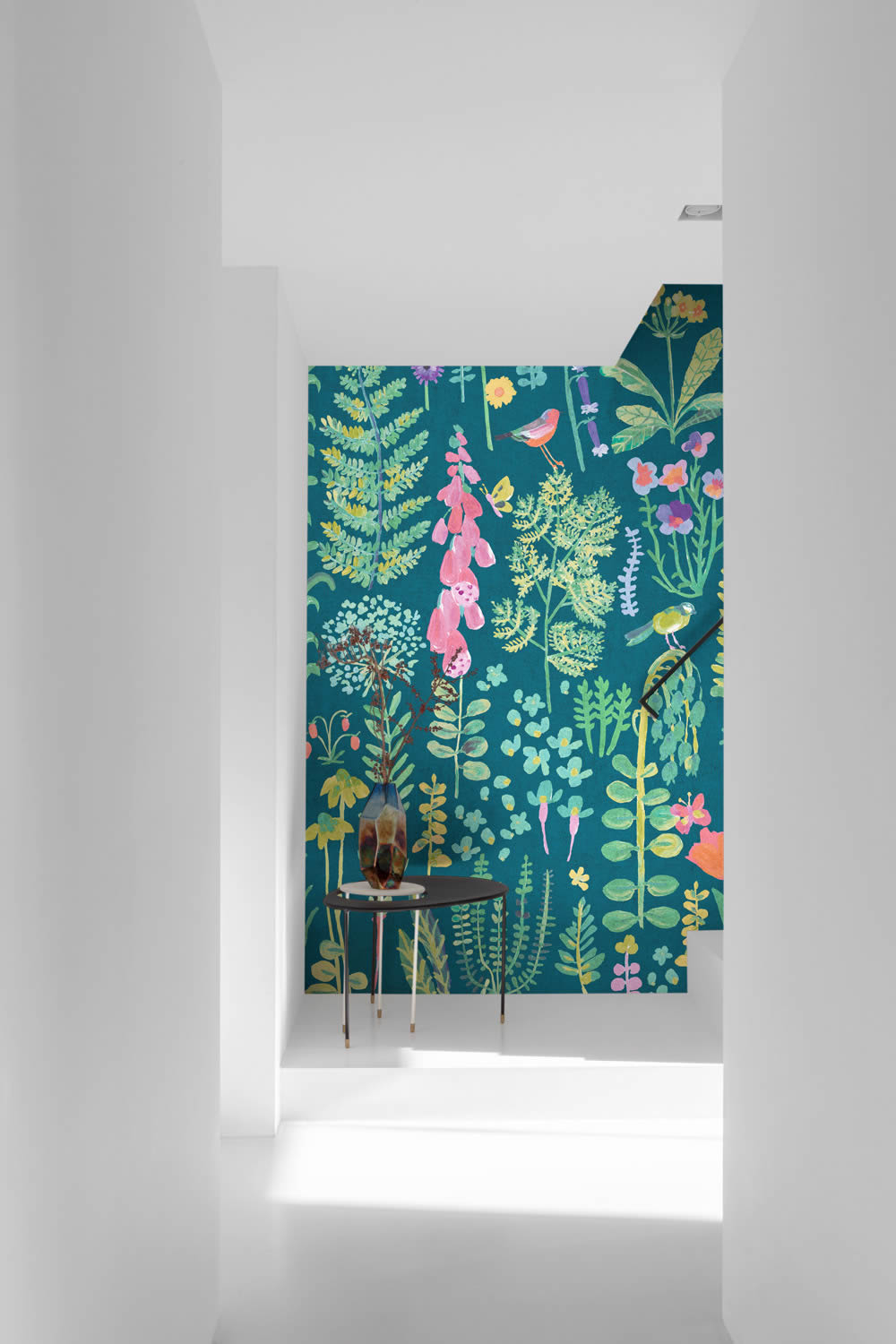 Florales Wandbild 159 x 280 cm Blumen Scandi blau ML1902 