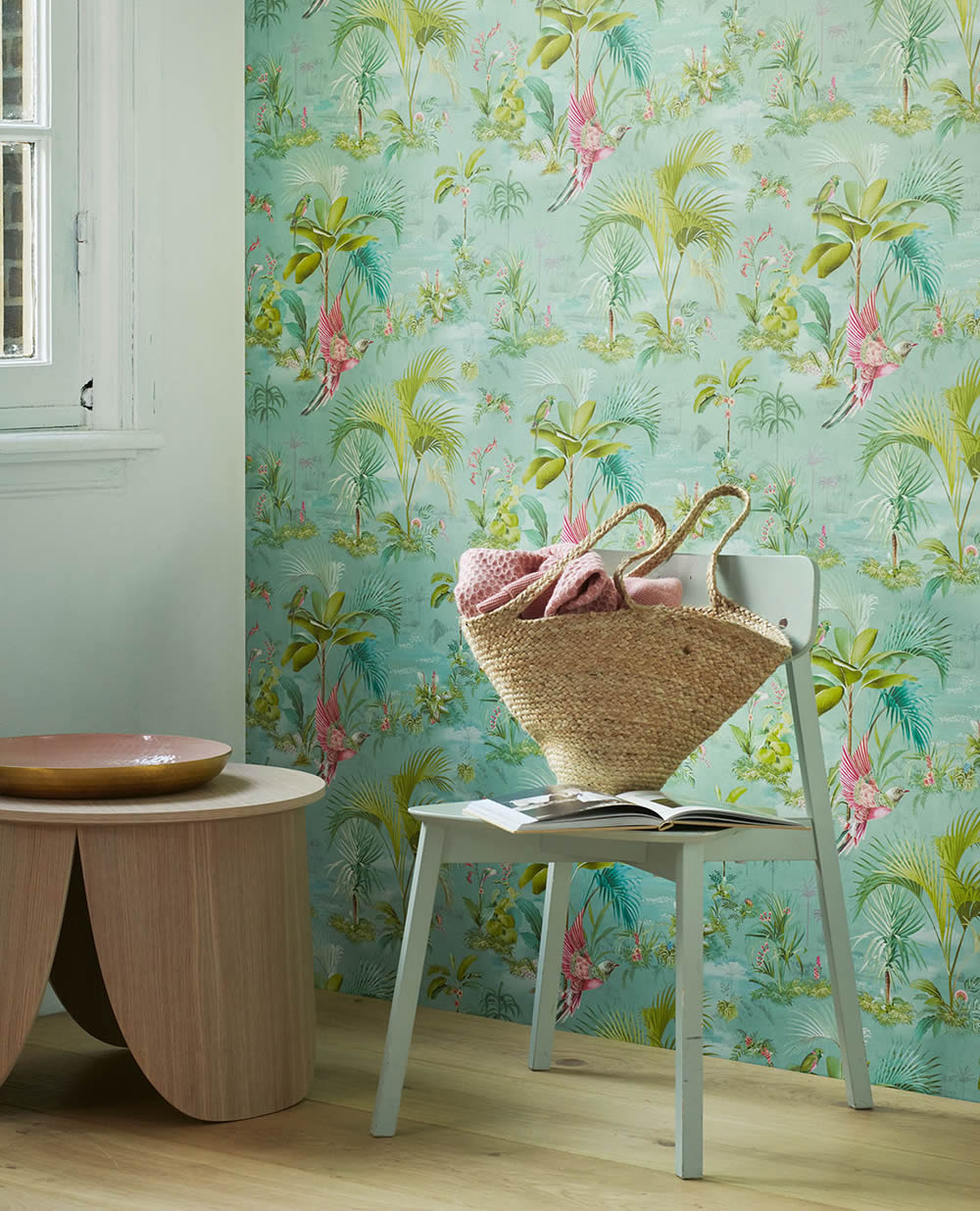 Wallpaper non-woven palm leaves green-blue Pip Studio 5 300145-55-300145