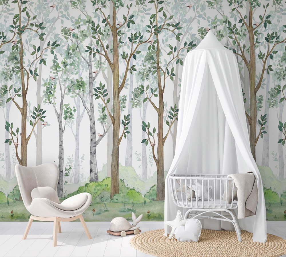 Wald Wandbild 1,59 x 2,70 m Bäume Kids Walls Marburg 45869