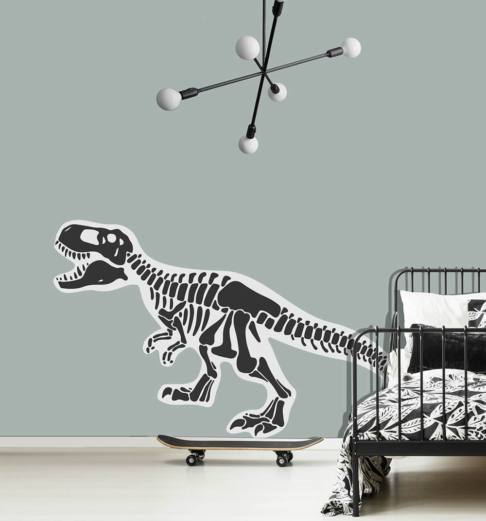 Wandbild Dinoskelett T-Rex vorgekleistert 98,9 x  47,5 cm