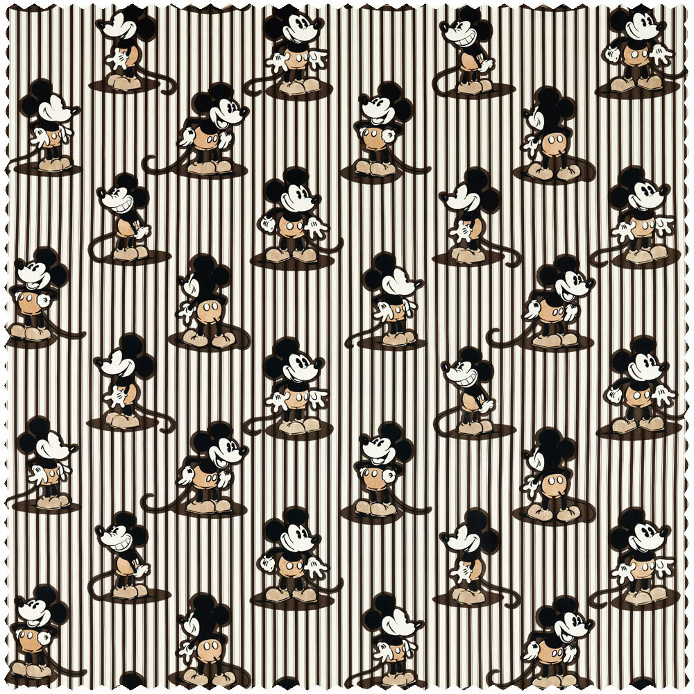 Dekostoff Disneys Mickey Maus gestreift beige braun DDIF227151