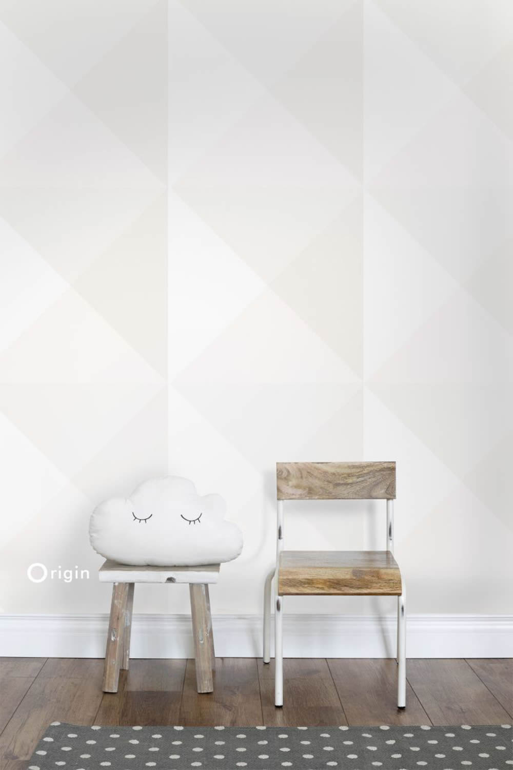 Vliestapete Große Dreiecke Creme-Beige