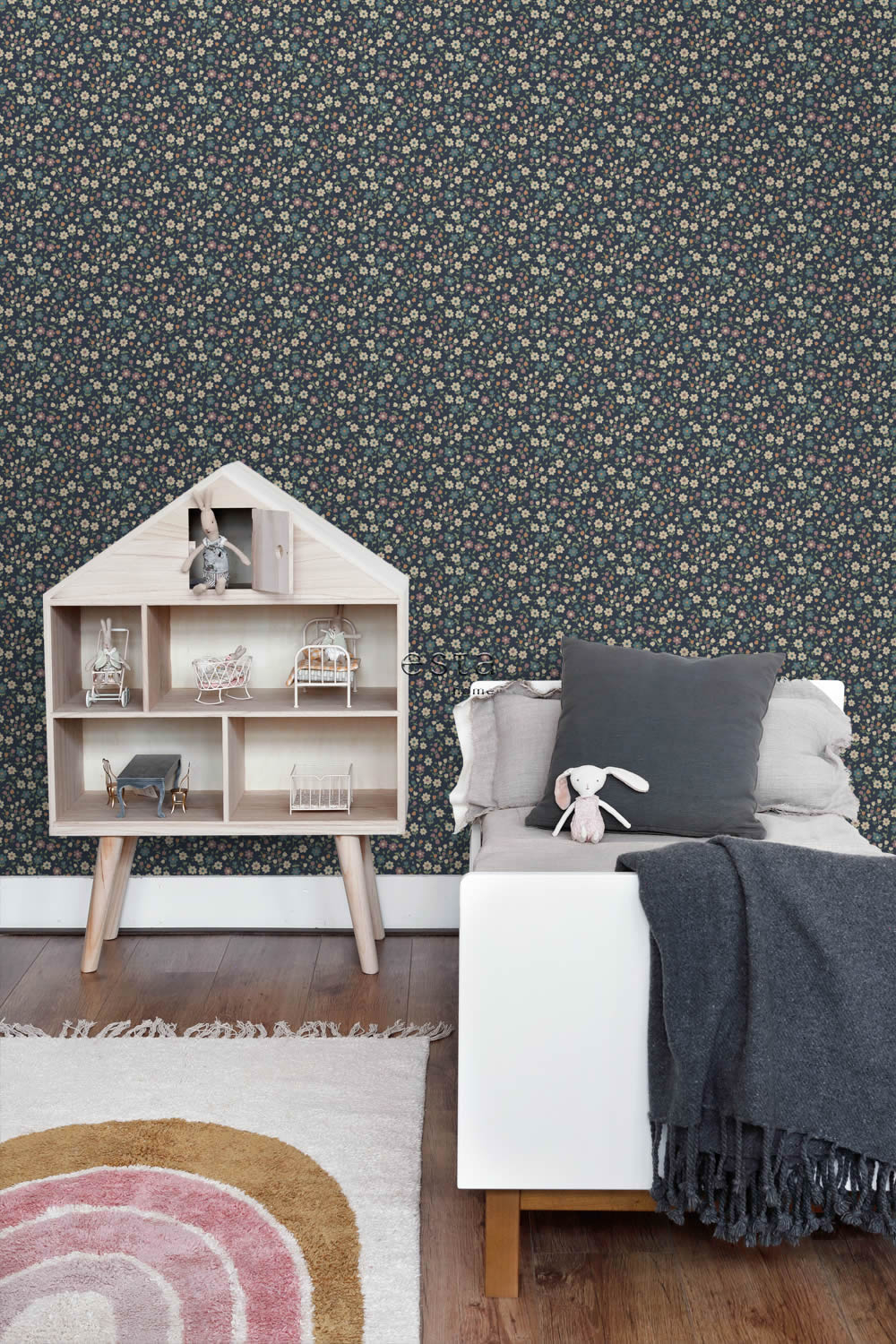 Vliestapete Blumen floral verspielt dunkelblau 139471