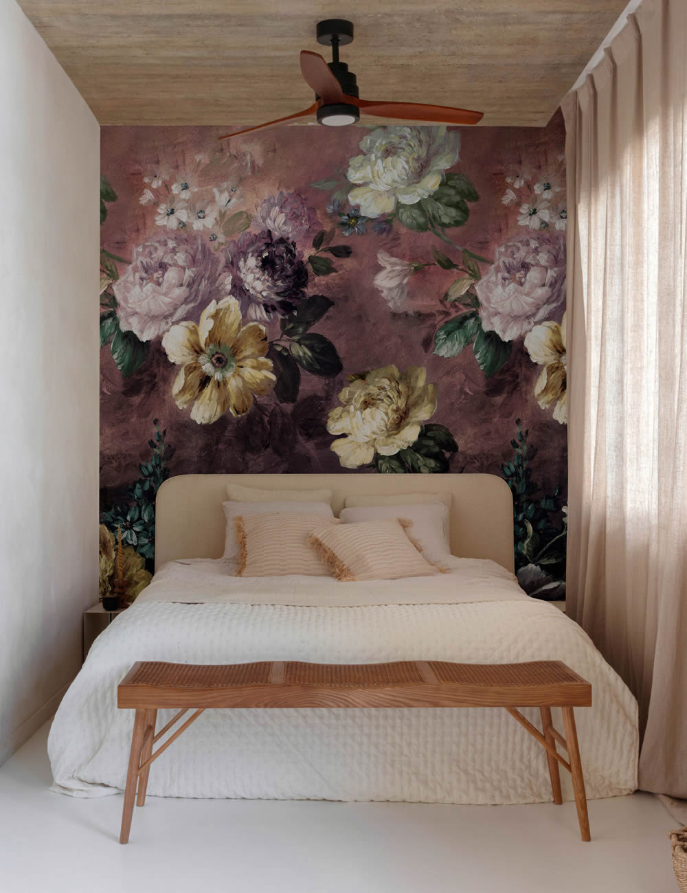 Wandbild 1,59 x 2,80 m große Blumen Rosen lila schwarz violett A52001