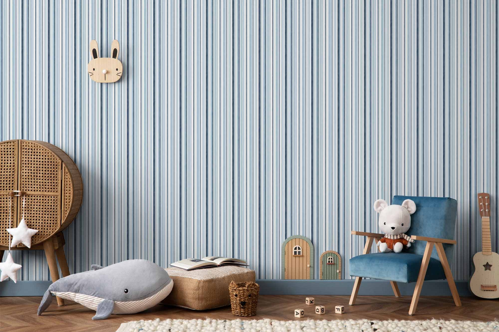 Streifentapete blau weiß gestreift Vlies G78573