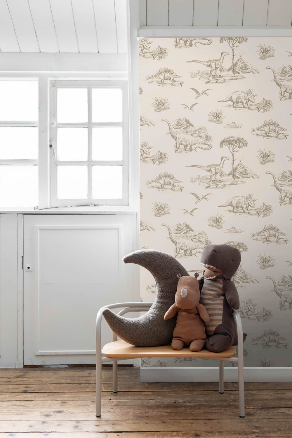 Dinosaurier Tapete Zeichnung Vlies beige 139557