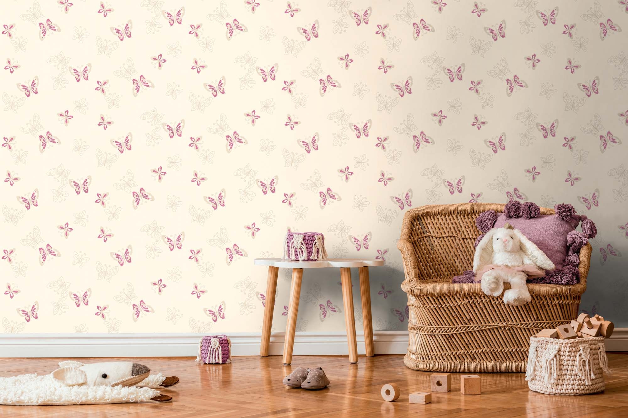 Tapete Schmetterling Tapete lila creme Vlies 347651
