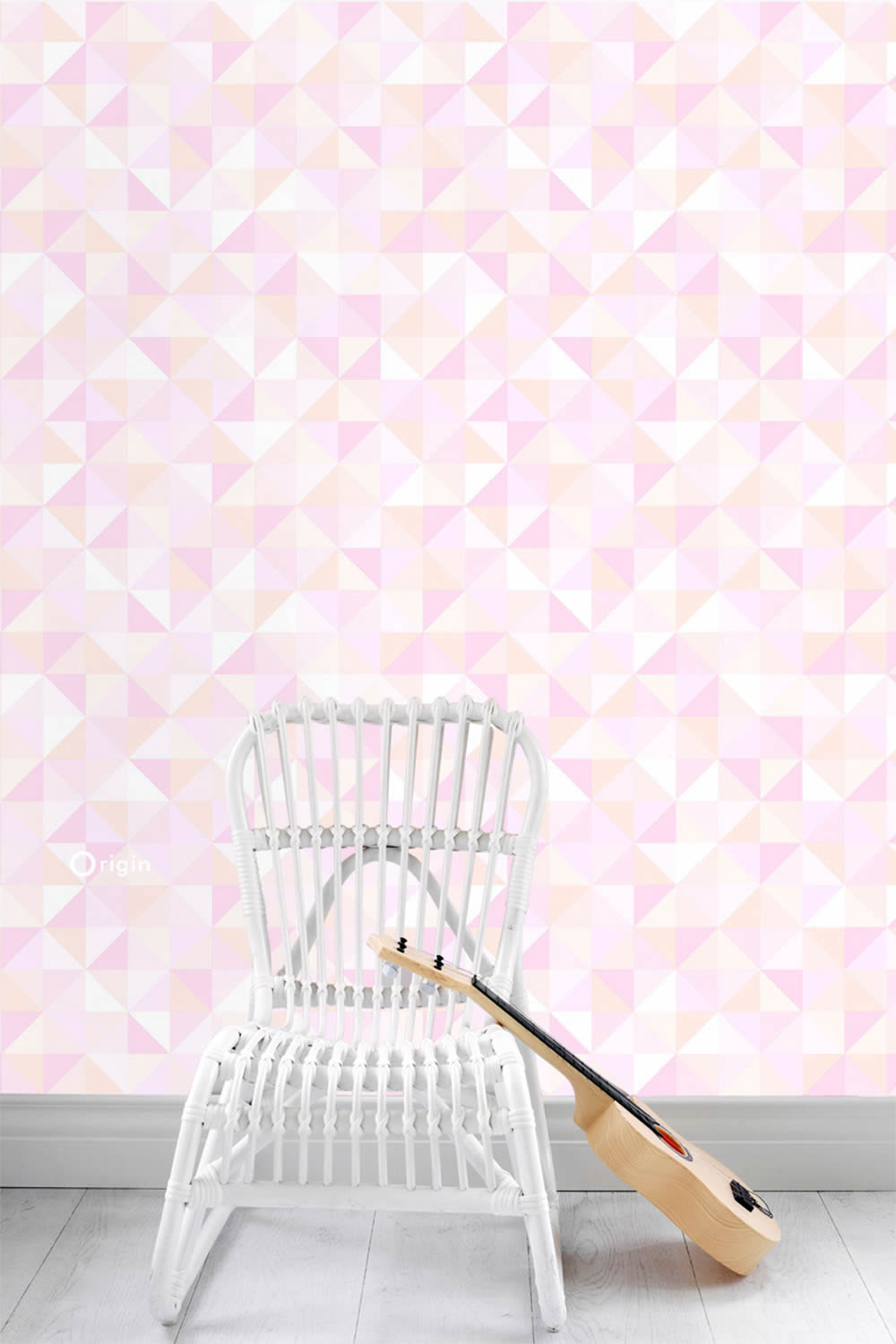 Rosa Dreieckmuster Vliestapete Glanz