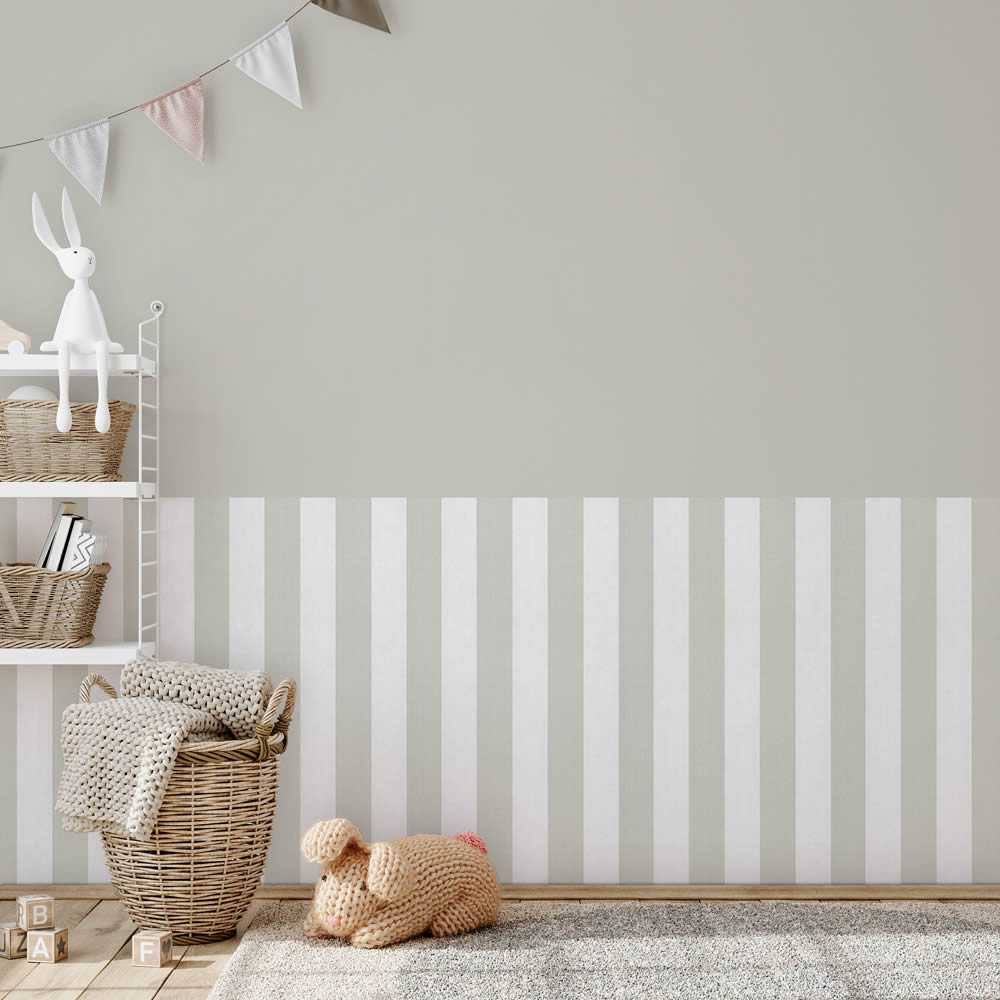 Blockstreifen Streifenmuster Tapete grau und weiß Kids Walls 82264