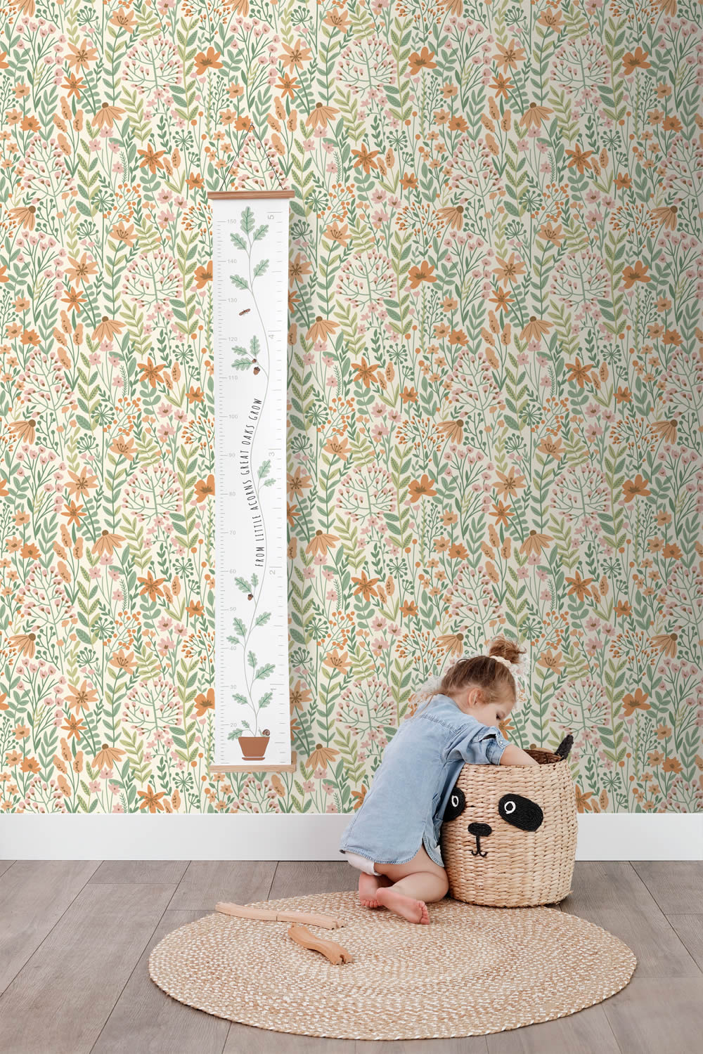 Floral wallpaper non-woven scandi natural white 139671